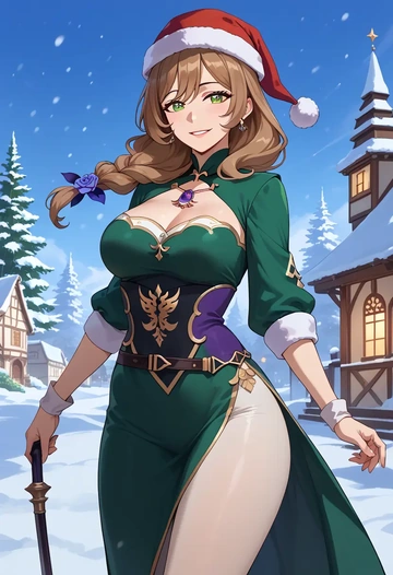 genshin impact,lisa_(genshin_impact),Christmas,dress  - AI generated anime art