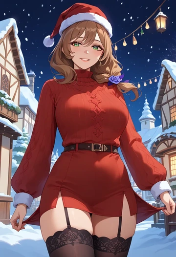 genshin impact,lisa_(genshin_impact),sweater,stockings,Thigh garters  - AI generated anime art