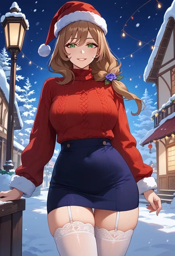 genshin impact,lisa_(genshin_impact),sweater,stockings,Thigh garters  - AI generated anime art