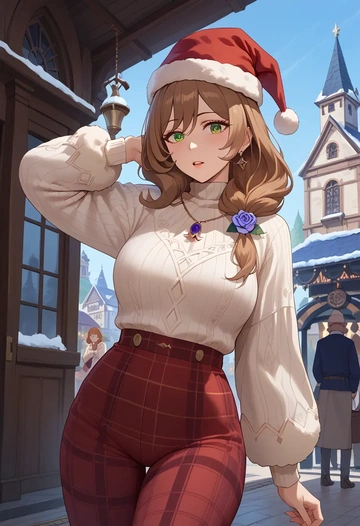 genshin impact,lisa_(genshin_impact),Christmas  - AI generated anime art