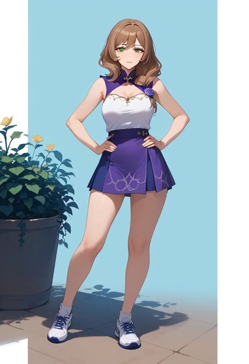 genshin impact,lisa_(genshin_impact),tennis skirt  - AI generated anime art