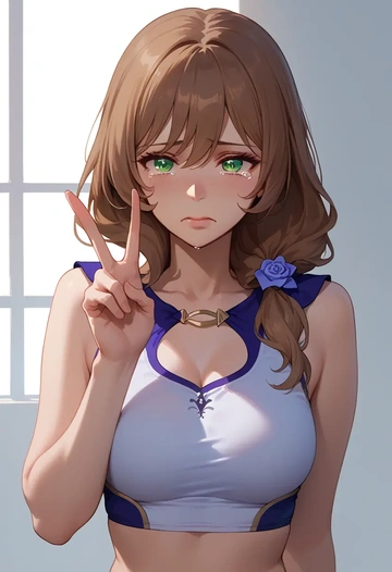 genshin impact,lisa_(genshin_impact),tankini top,board shorts  - AI generated anime art