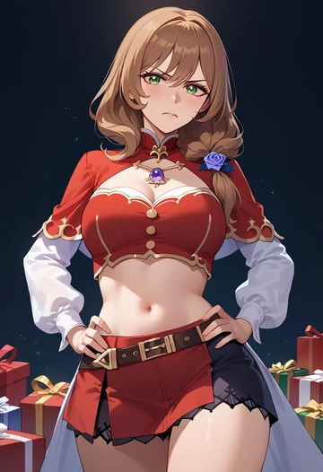 genshin impact,lisa_(genshin_impact),Christmas,skirt  - AI generated anime art