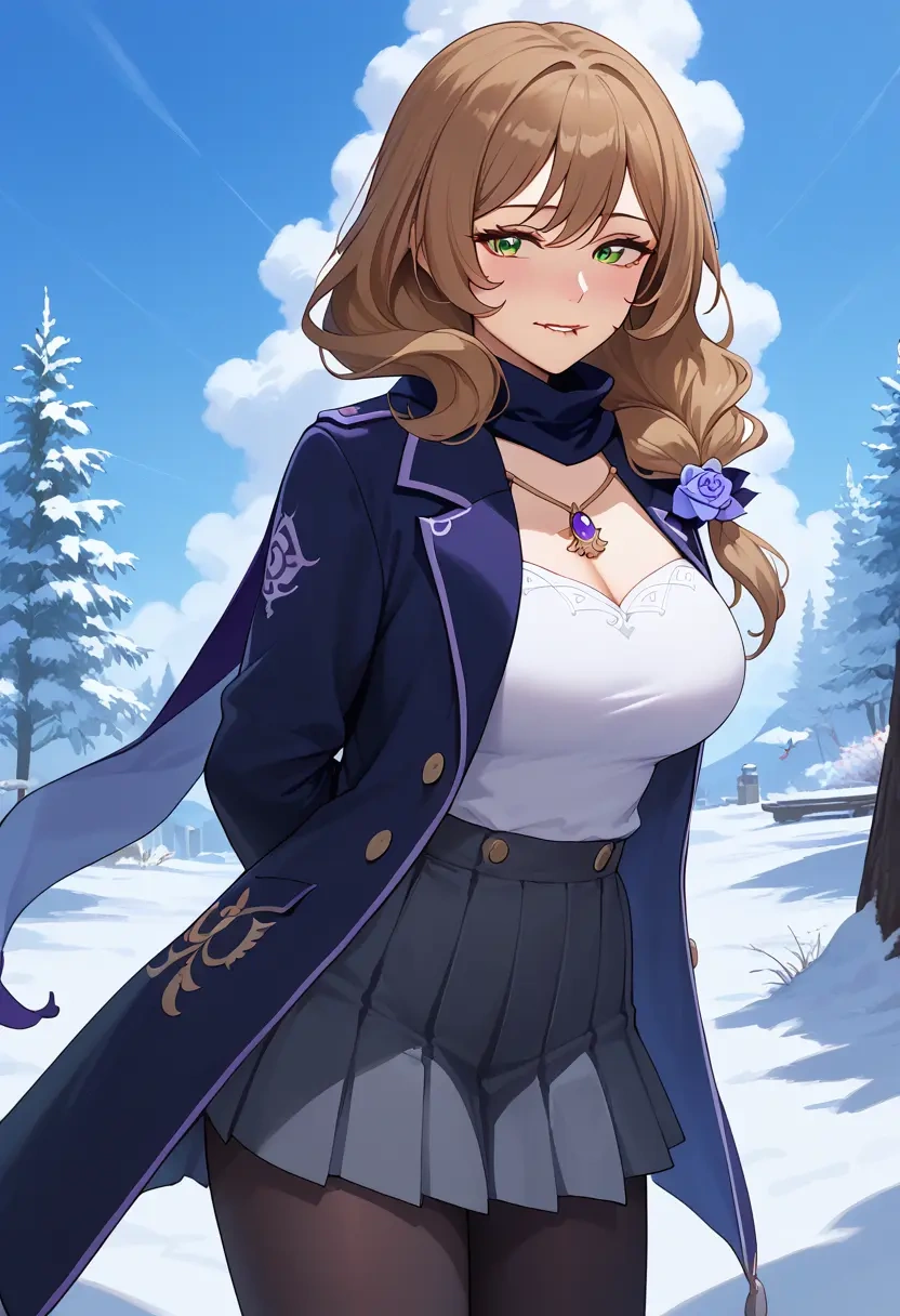 genshin impact,lisa_(genshin_impact),winter,student uniform,puffer coat  - 