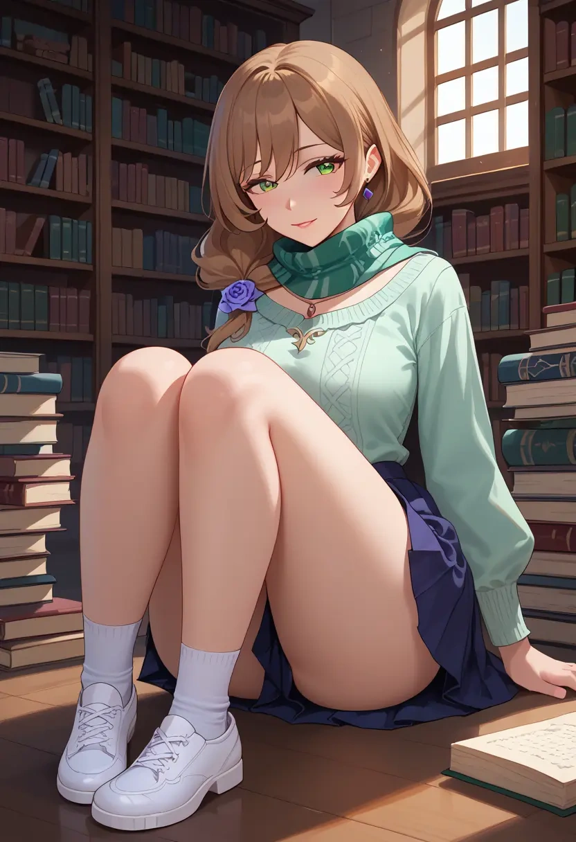 genshin impact,lisa_(genshin_impact),spring,student uniform,knit sweater  - 