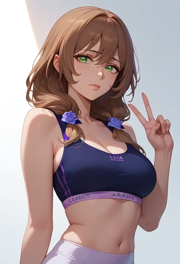 genshin impact,lisa_(genshin_impact),sports bra,high-waisted leggings  - AI generated anime art