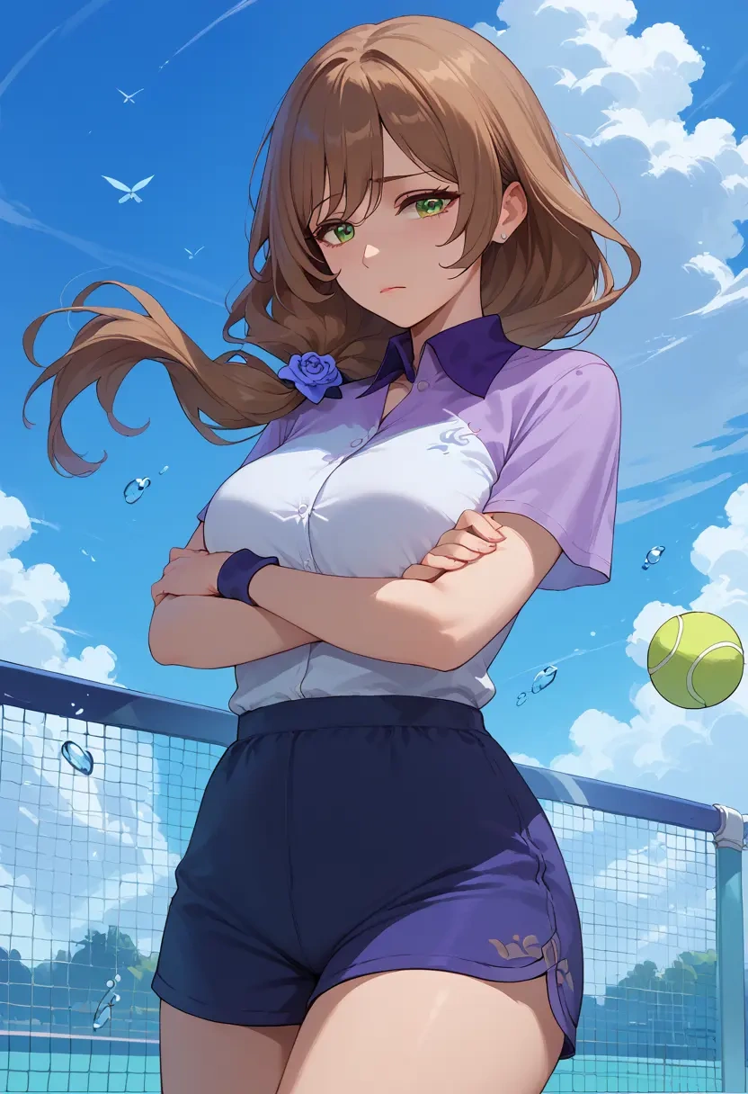 genshin impact,lisa_(genshin_impact),tennis polo,skort  - 