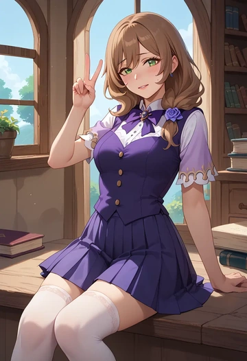 genshin impact,lisa_(genshin_impact),spring,student uniform,vest  - AI generated anime art