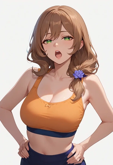 genshin impact,lisa_(genshin_impact),sports bra,high-waisted leggings  - AI generated anime art