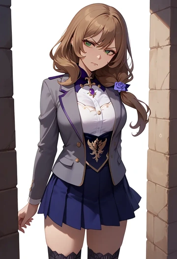 genshin impact,lisa_(genshin_impact),winter,student uniform,blazer  - AI generated anime art