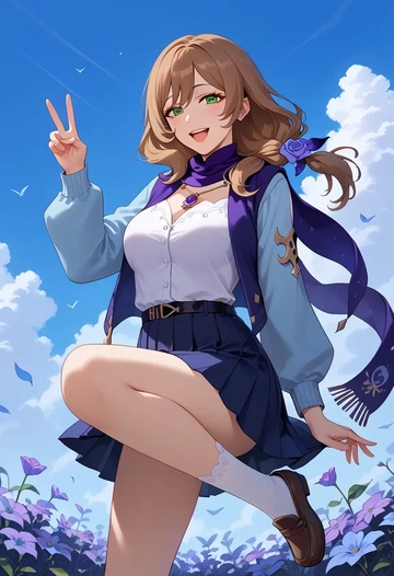 genshin impact,lisa_(genshin_impact),spring,student uniform,cardigan  - AI generated anime art