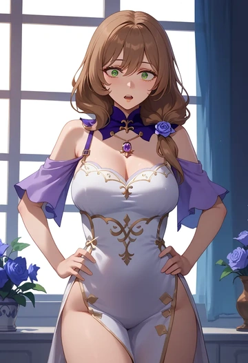 genshin impact,lisa_(genshin_impact),silk slip dress  - AI generated anime art