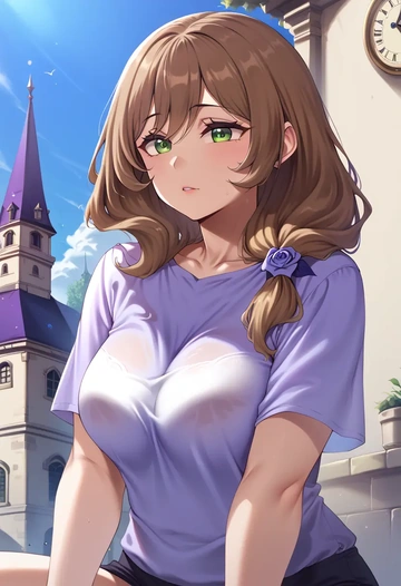 genshin impact,lisa_(genshin_impact),running shirt,shorts,sneakers  - AI generated anime art