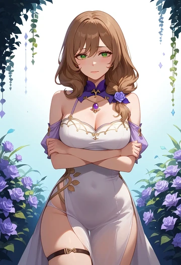 genshin impact,lisa_(genshin_impact),silk slip dress  - AI generated anime art