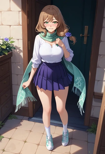 genshin impact,lisa_(genshin_impact),spring,student uniform,knit sweater  - AI generated anime art