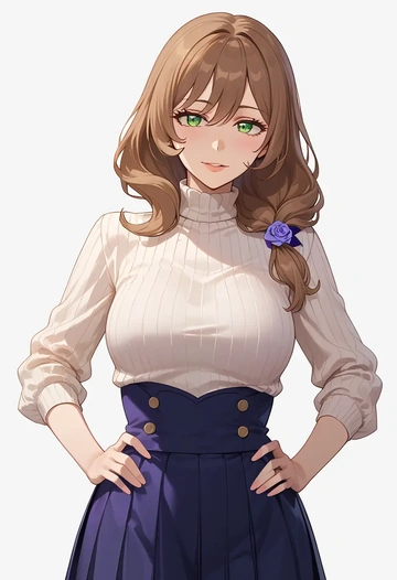 genshin impact,lisa_(genshin_impact),skirt,pleated,turtleneck sweater  - AI generated anime art