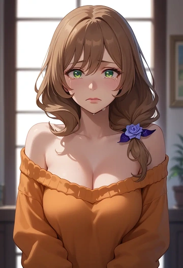 genshin impact,lisa_(genshin_impact),orange,sweater  - AI generated anime art