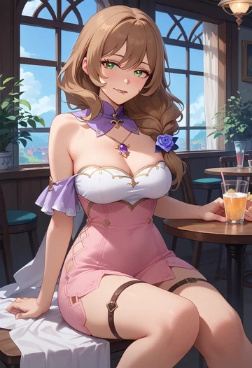 genshin impact,lisa_(genshin_impact),silk slip dress  - AI generated anime art