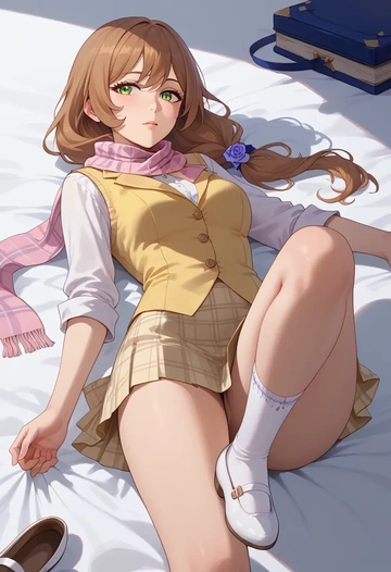 genshin impact,lisa_(genshin_impact),spring,student uniform,vest  - AI generated anime art