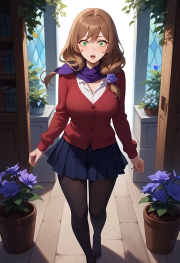 genshin impact,lisa_(genshin_impact),winter,student uniform,cardigan  - AI generated anime art