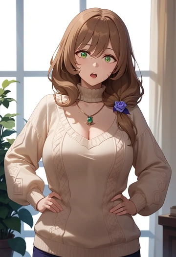 genshin impact,lisa_(genshin_impact),sweater  - AI generated anime art