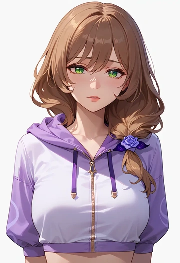 genshin impact,lisa_(genshin_impact),crop hoodie,shorts  - AI generated anime art