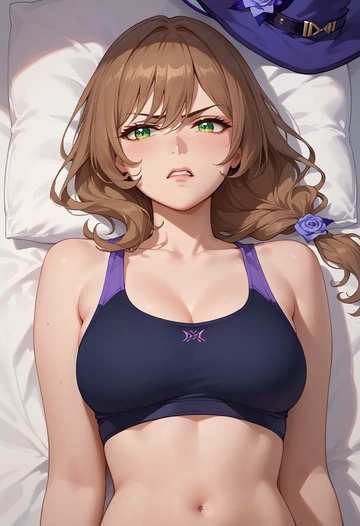 genshin impact,lisa_(genshin_impact),sports bra,high-waisted leggings  - AI generated anime art