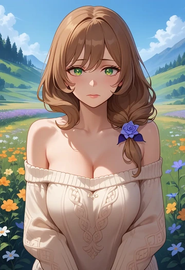 genshin impact,lisa_(genshin_impact),orange,sweater  - AI generated anime art