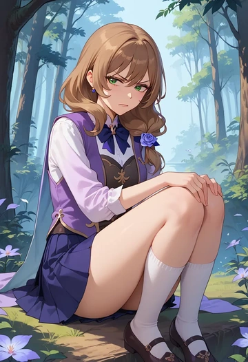 genshin impact,lisa_(genshin_impact),spring,student uniform,vest  - AI generated anime art