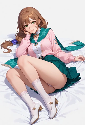 genshin impact,lisa_(genshin_impact),spring,student uniform,light cardigan  - AI generated anime art