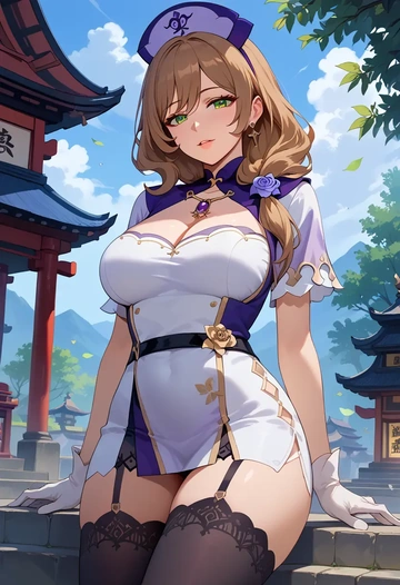 genshin impact,lisa,nurse pantyhose,mini skirt, sexy  - AI generated anime art