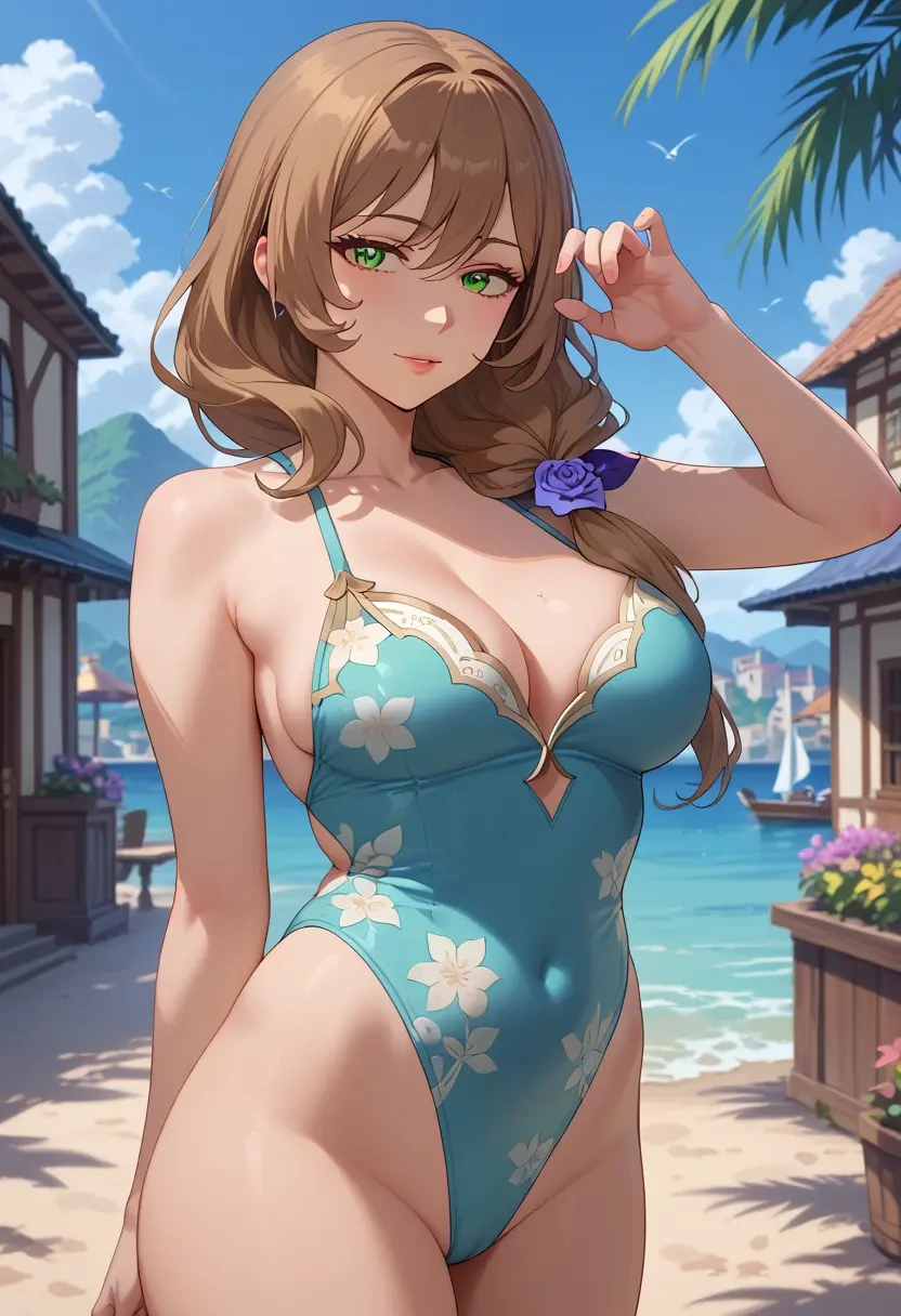 genshin impact,lisa,swimsuit,floral print  - 