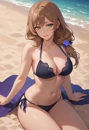 genshin impact,lisa,black bikini  - AI generated anime art