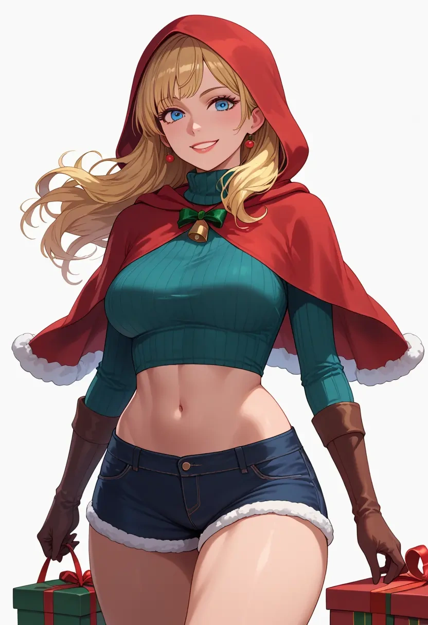 little_red_riding_hood,little_red_riding_hood_(grimm),Christmas,red velvet shorts,turtleneck sweater  - 