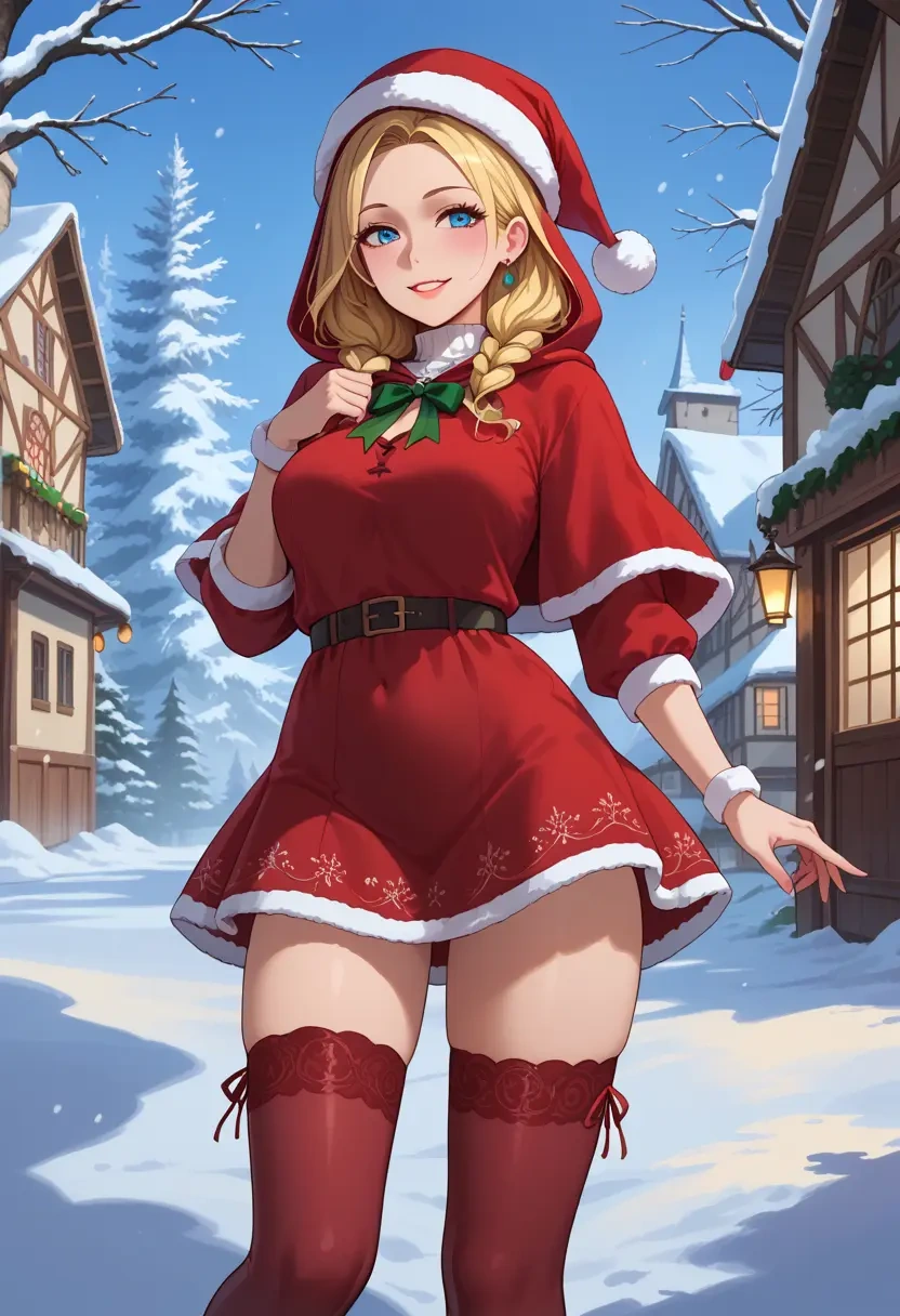 little_red_riding_hood,little_red_riding_hood_(grimm),Christmas,sweater dress,stockings  - 