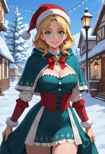 little_red_riding_hood,little_red_riding_hood_(grimm),Christmas,dress  - AI generated anime art