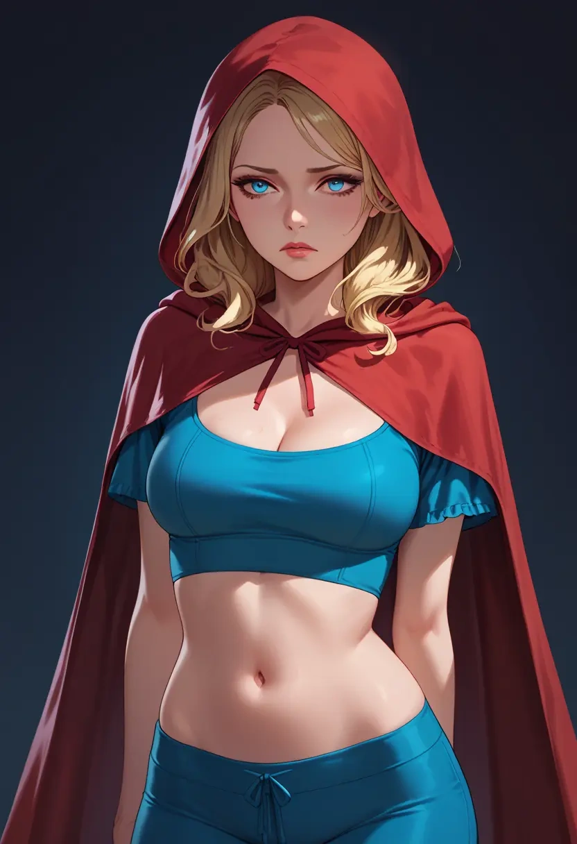 little_red_riding_hood,little_red_riding_hood_(grimm),sports crop,high-waisted shorts  - 