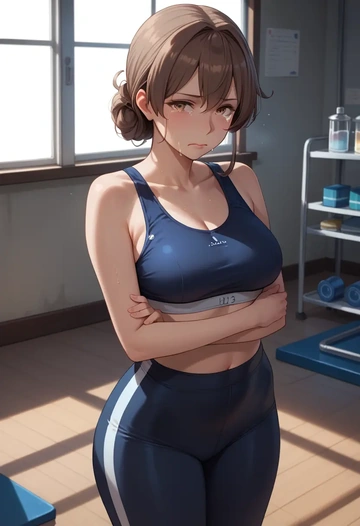 kantai_collection,littorio_(kancolle),yoga shorts, bra  - AI generated anime art