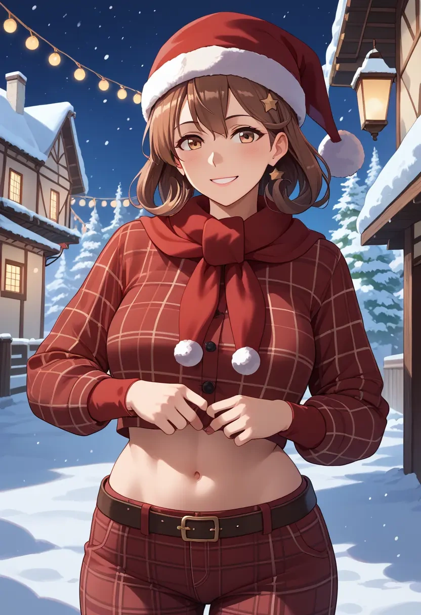 kantai_collection,littorio_(kancolle),Christmas,plaid trousers  - 