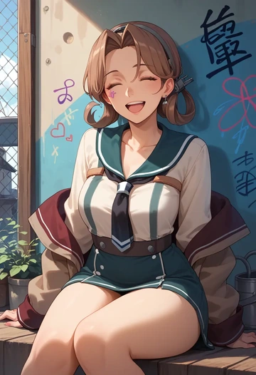 kantai_collection,littorio_(kancolle),patchwork graffiti top,dolphin shorts  - AI generated anime art