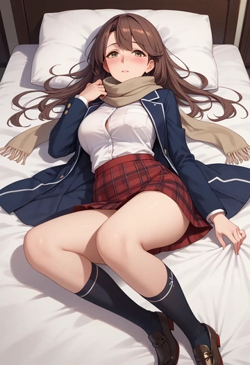 kantai_collection,littorio_(kancolle),winter,student uniform,plaid skirt  - AI generated anime art