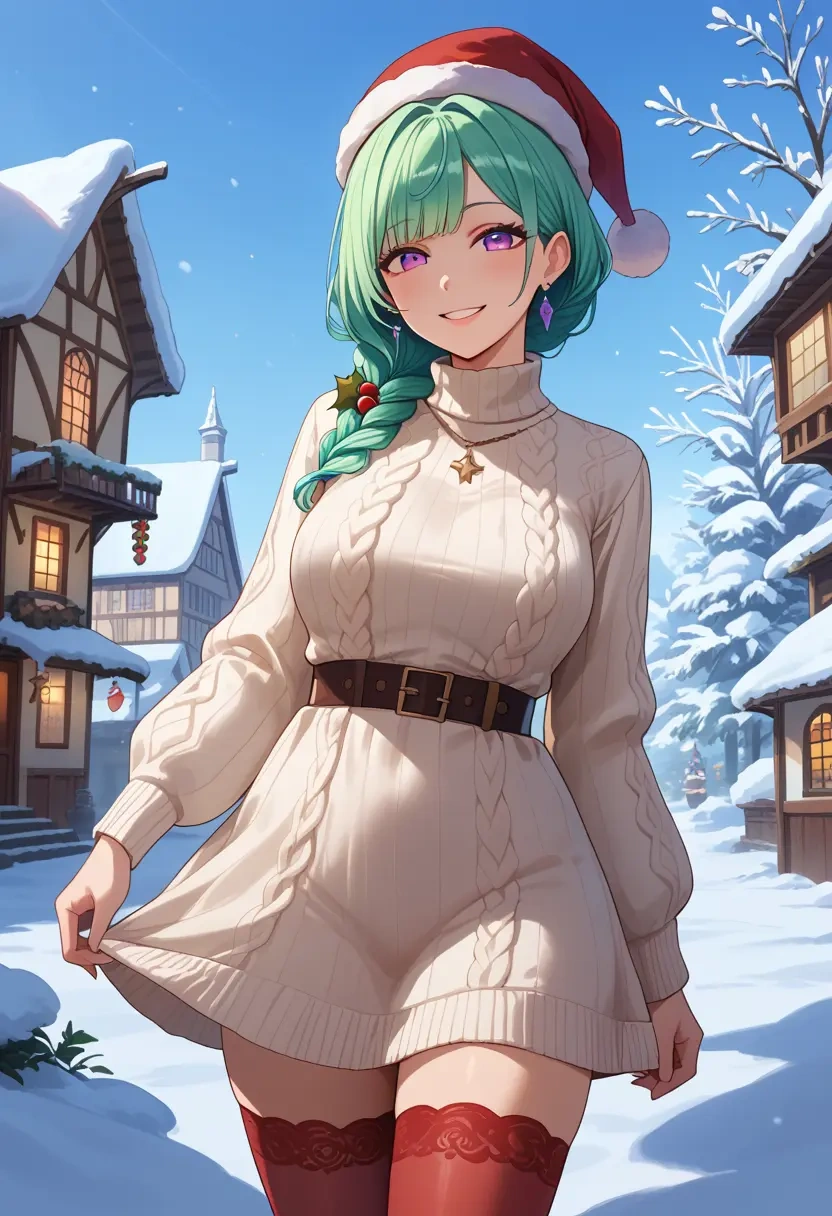 nijisanji,lize_helesta,Christmas,sweater dress,stockings  - 