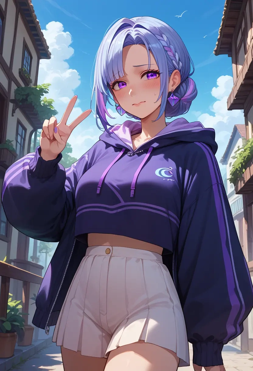 nijisanji,lize_helesta,crop windbreaker,shorts  - 