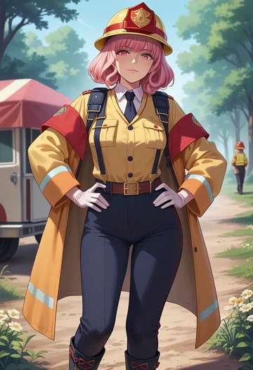 zero_no_tsukaima,louise_francoise_le_blanc_de_la_valliere,firefighter  - AI generated anime art