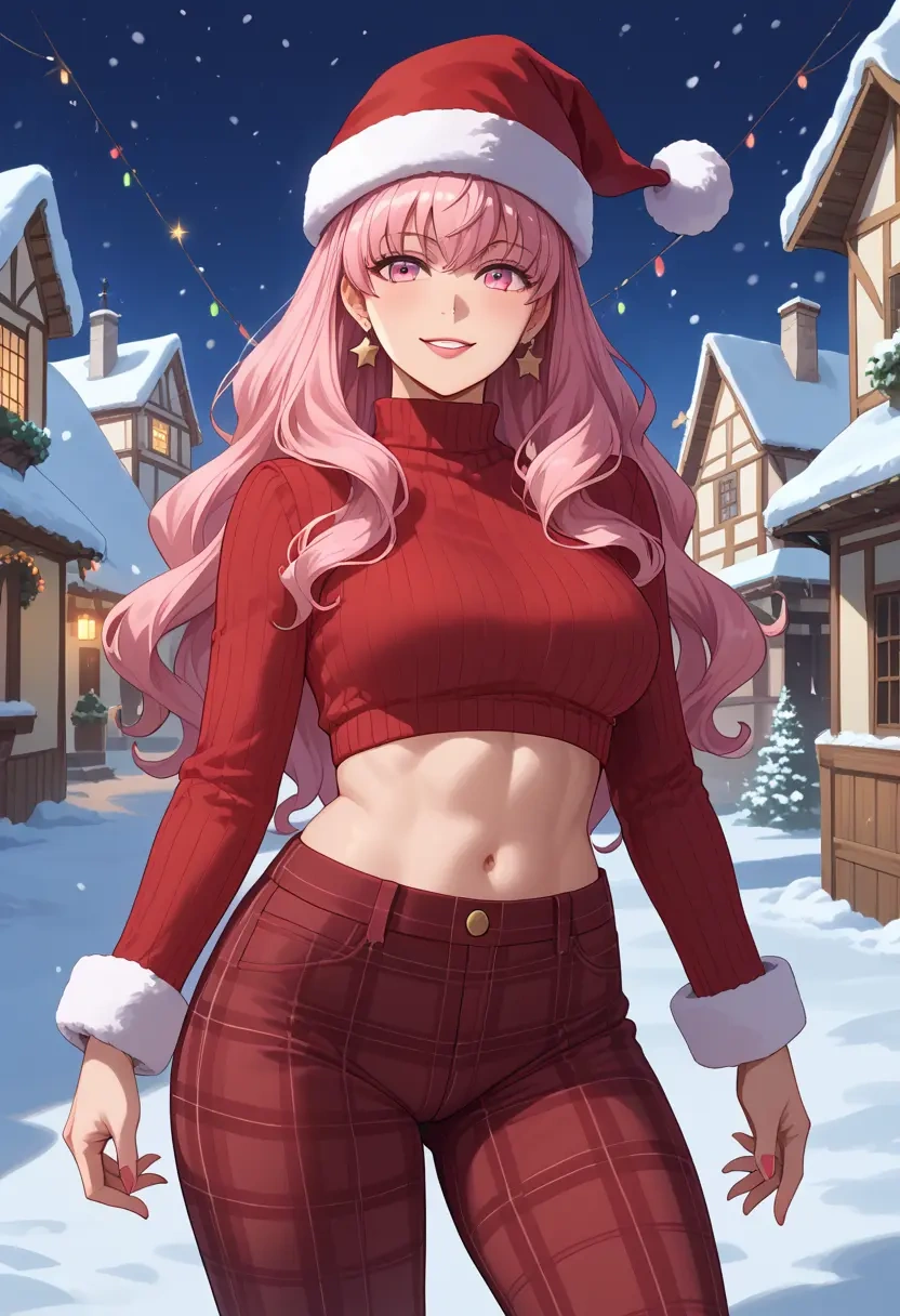 zero_no_tsukaima,louise_francoise_le_blanc_de_la_valliere,Christmas,plaid trousers  - 