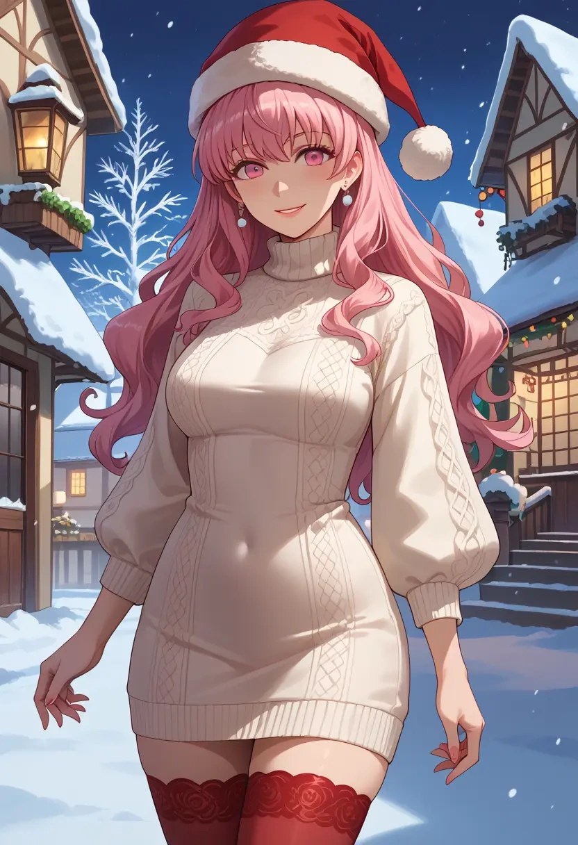 zero_no_tsukaima,louise_francoise_le_blanc_de_la_valliere,Christmas,sweater dress,stockings  - 