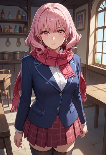 zero_no_tsukaima,louise_francoise_le_blanc_de_la_valliere,winter,student uniform,plaid skirt  - AI generated anime art