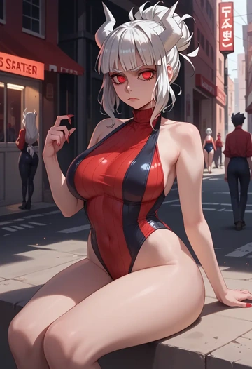 helltaker,lucifer_(helltaker),swimsuit,sexy  - AI generated anime art