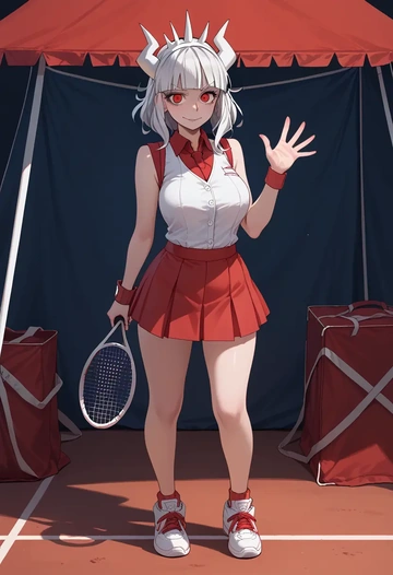 helltaker,lucifer_(helltaker),tennis skirt  - AI generated anime art