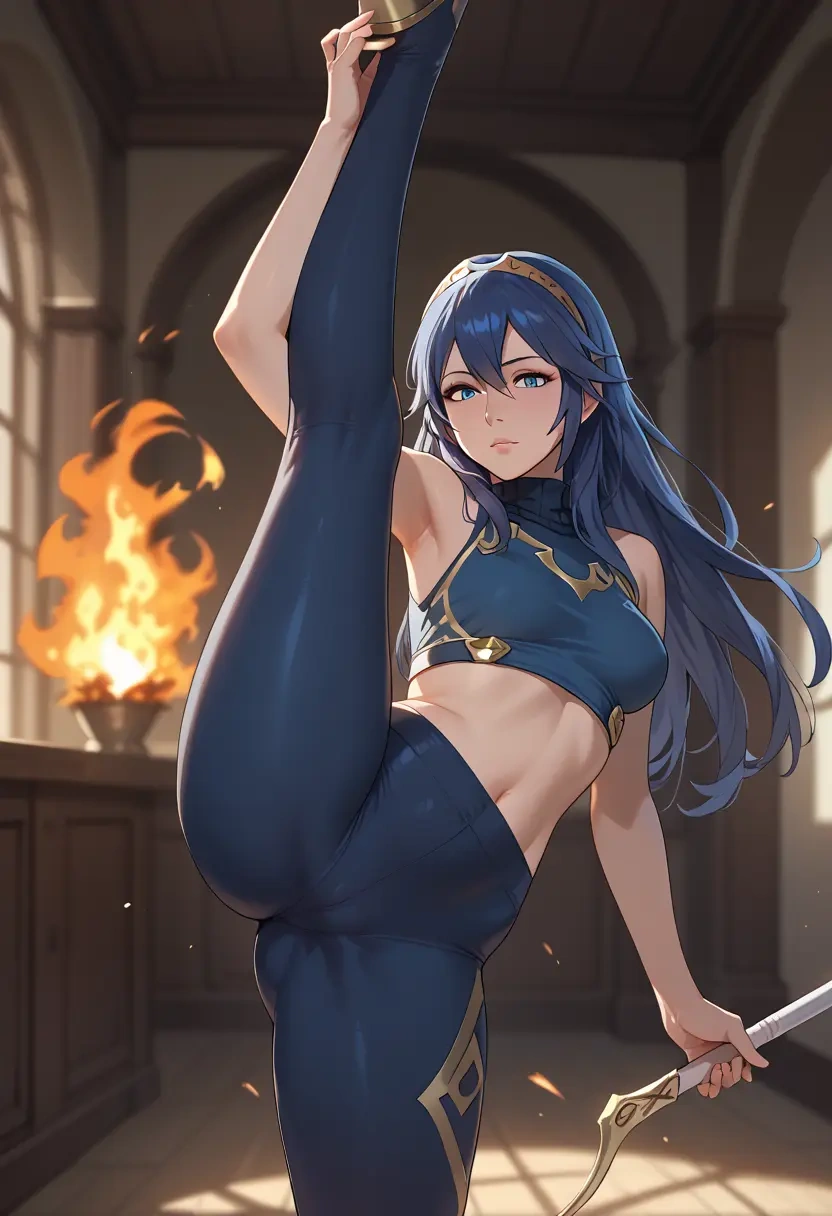 fire_emblem,lucina_(fire_emblem),yoga, standing split,sexy,  - 